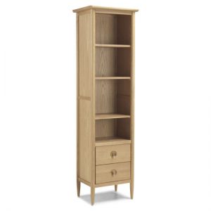 skier-wooden-slim-bookcase-light-solid-oak-2-drawers