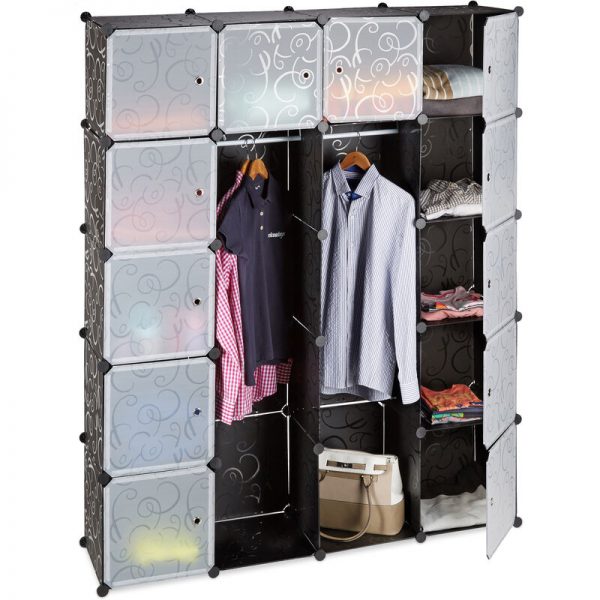 relaxdays-14-compartment-shelving-unit-wardrobe-modular-plug-in-plastic-shelf-2-x-clothes-rails-black-L-4389122-31793794_1