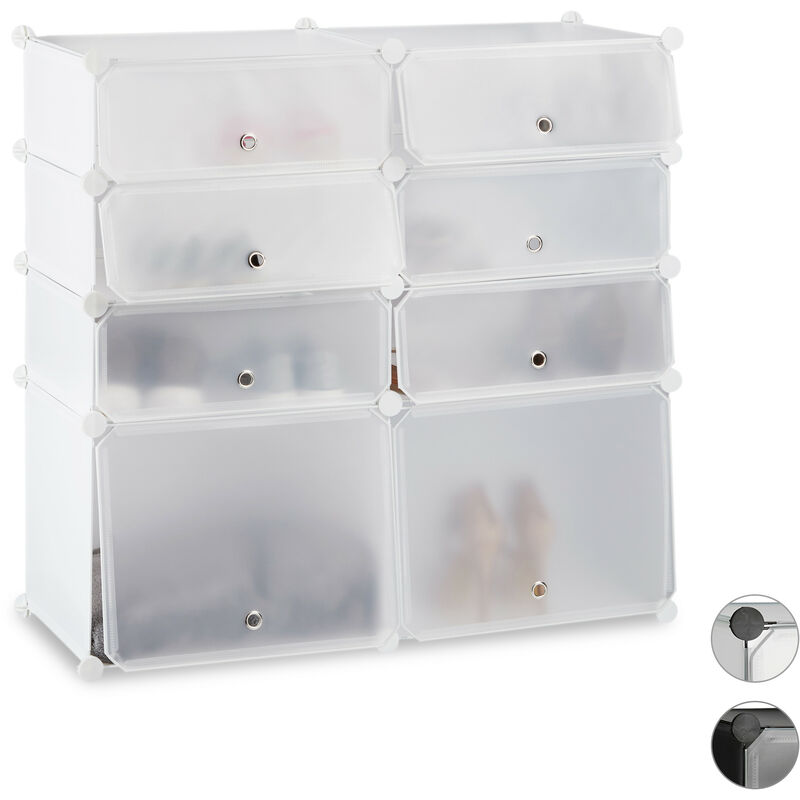 12 Compartment Shoe Rack XXL Modular Shelf Relaxdays Plastic Cabinet H x W x D: 125 x 94 x 37 cm 