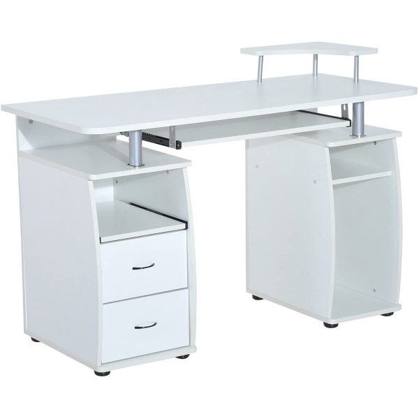 Zennor Thorpe Desk with Drawers &#038; Sliding Keyboard Shelf &#8211; White, MySmallSpace UK