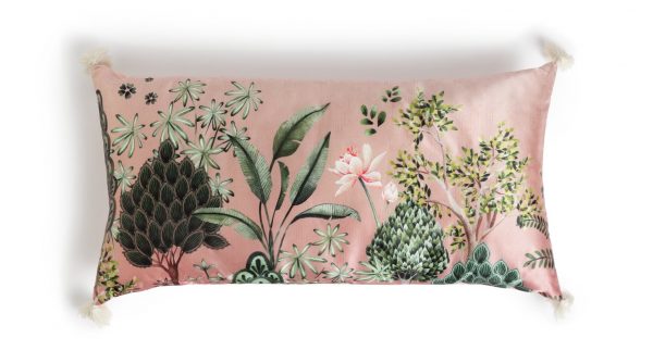 Habitat Agra Floral Print Tassle Cushion &#8211; Peach &#8211; 30x60cm, MySmallSpace UK