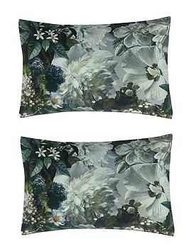 Mm Linen Florian Floral Pillowcase Pair &#8211; Green, MySmallSpace UK