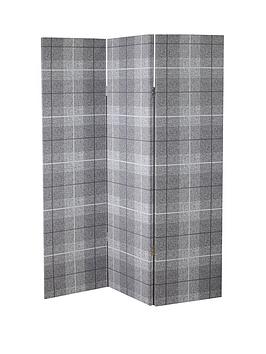 Arthouse Country Grey Check Room Divider/Screen &#8211; Grey, MySmallSpace UK