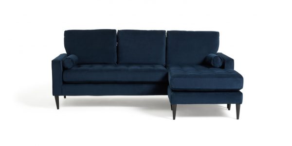 Habitat Hudson Reversible Corner Velvet Sofa &#8211; Blue, MySmallSpace UK