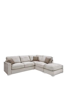 Chicago Deluxe Fabric Left Hand Corner Sofa With Footstool &#8211; Silver, MySmallSpace UK