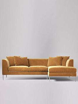 Swoon Alena Fabric Right Hand Corner Sofa &#8211; Easy Velvet &#8211; Black, MySmallSpace UK