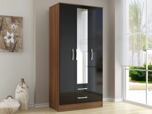 birlea-lynx-black-high-gloss-and-walnut-3-door-2-drawer-mirrored-triple-wardrobe-flat-packed_3144
