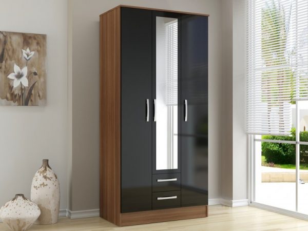 birlea-lynx-black-high-gloss-and-walnut-3-door-2-drawer-mirrored-triple-wardrobe-flat-packed_3144