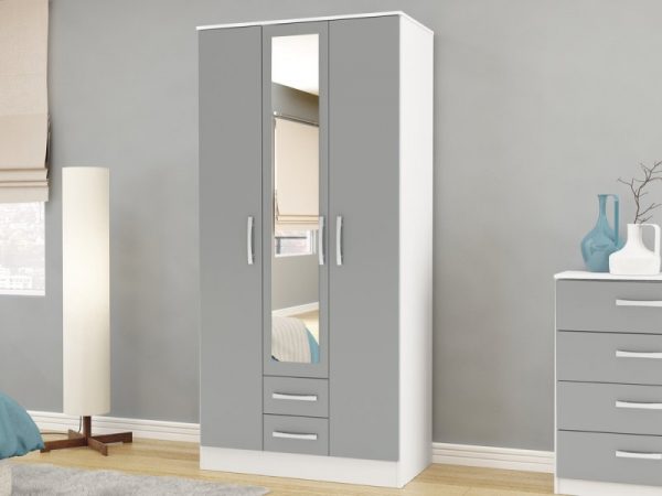 birlea-lynx-grey-high-gloss-and-white-3-door-2-drawer-mirrored-triple-wardrobe-flat-packed_11789