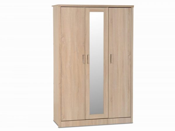 seconique-lisbon-light-oak-effect-3-door-1-mirror-triple-wardrobe-flat-packed_19880