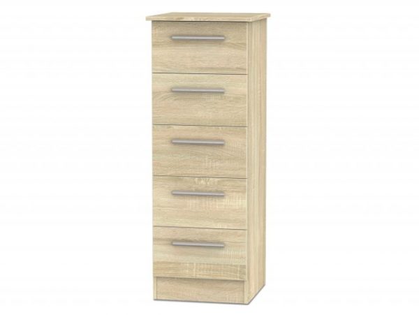 Welcome Contrast 5 Drawer Tall Narrow Chest of Drawers Assembled, MySmallSpace UK