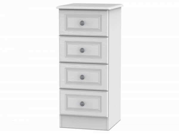 Welcome Pembroke White Ash 4 Drawer Narrow Chest of Drawers Assembled, MySmallSpace UK