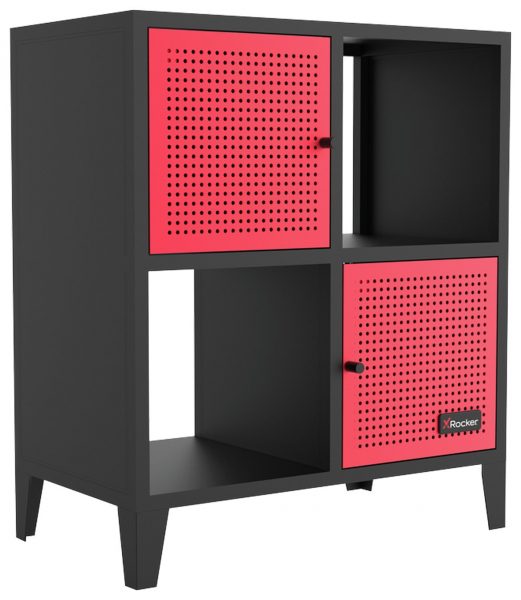 X Rocker Mesh-Tek Square 4 Cube Storage Unit &#8211; Red and Black, MySmallSpace UK