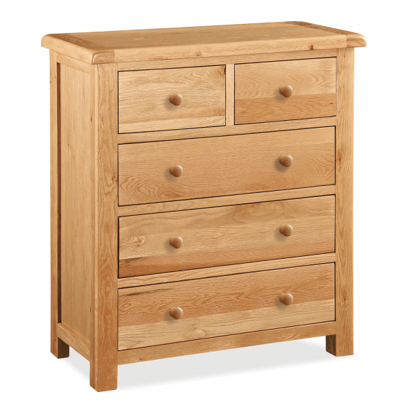 Sidmouth Oak 2 over 3 Drawer Chest, MySmallSpace UK