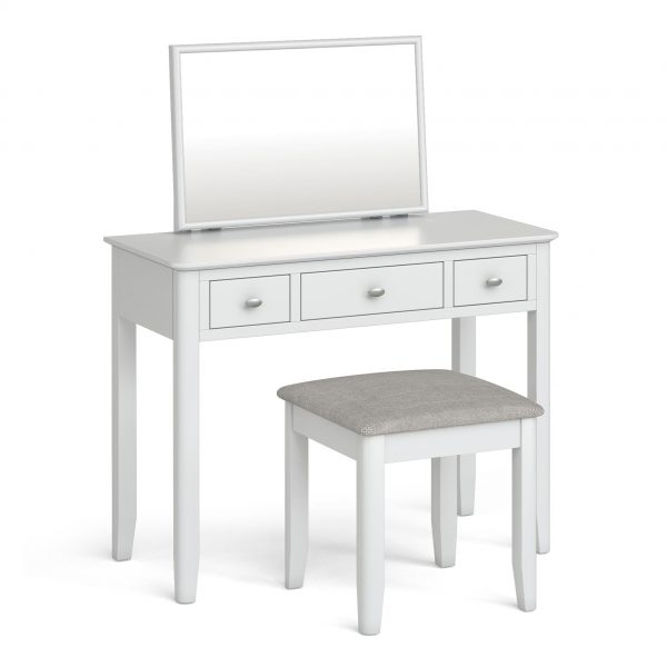 G4799-White-Painted-Wooden-Dressing-Table-with-Vanity-Mirror-Stool-Chester-Roseland-Furniture-1
