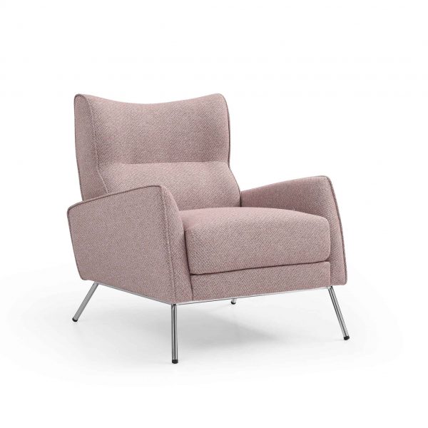 Charlie Accent Chair, Mid-Century Modern Armchair, Grey Velvet or Pink | Upholstered Statement Seat for Living Room or Bedroom, MySmallSpace UK