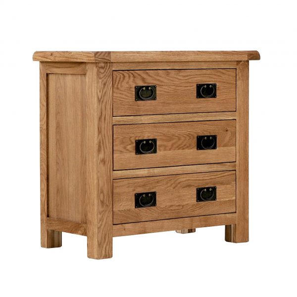 Zelah Oak 3 Drawer Chest, Solid Wood, MySmallSpace UK