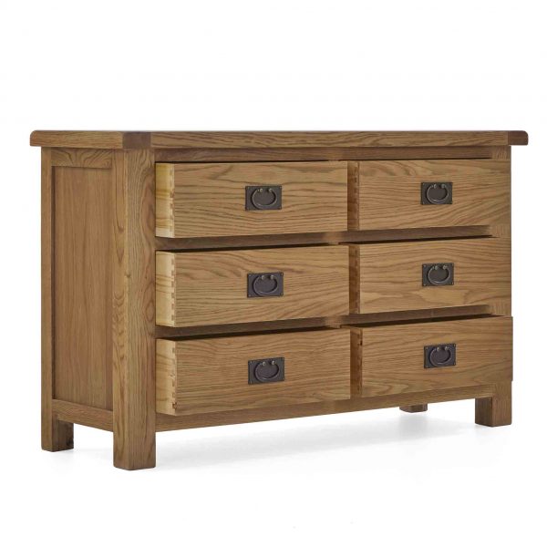 Zelah Oak 6 Drawer Chest, Solid Wood, MySmallSpace UK