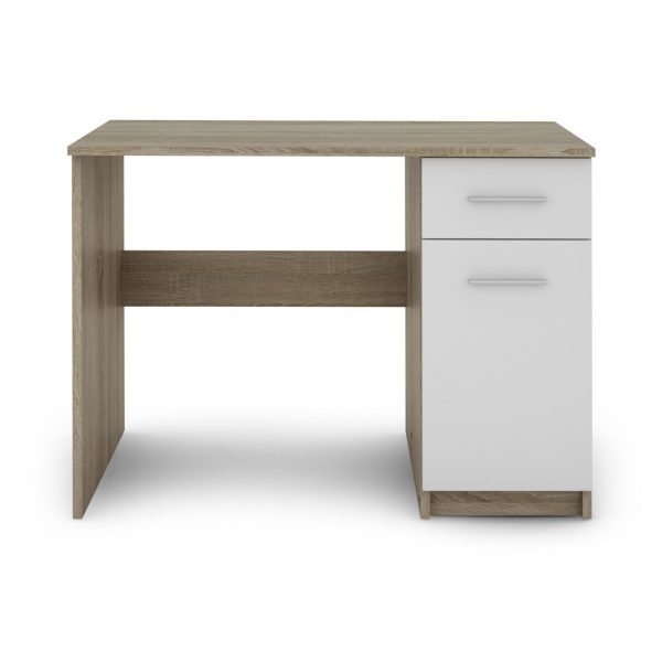 Nero Work from Home Office Desk for Laptop Computer in White or Oak Effect, MySmallSpace UK