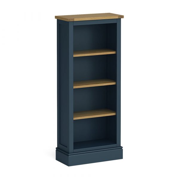 RF5297-STIFKEY-BLUE-SLIM-BOOKCASE-CHICHESTER-ROSELAND-FURNITURE