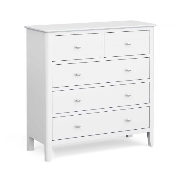 Chester White Scandi 2 Over 3 Chest of Drawers, Solid Wood, MySmallSpace UK