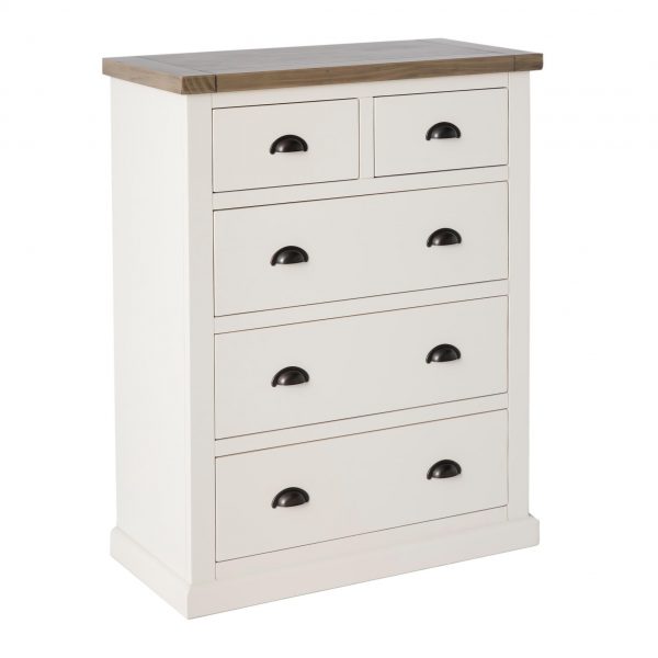 Hove Ivory Cream 5 Drawer Chest of Drawers, Wooden, MySmallSpace UK