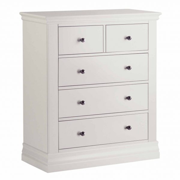 Melrose Cotton Painted Chest of 5 Drawers | Bedroom, MySmallSpace UK