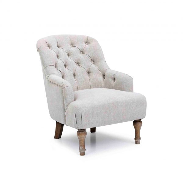 Linen Bianca Traditional Armchair, Classic Fabric Accent Chair, Occasional Upholstered Statement Seat for Living Room &#038; Bedroom, MySmallSpace UK
