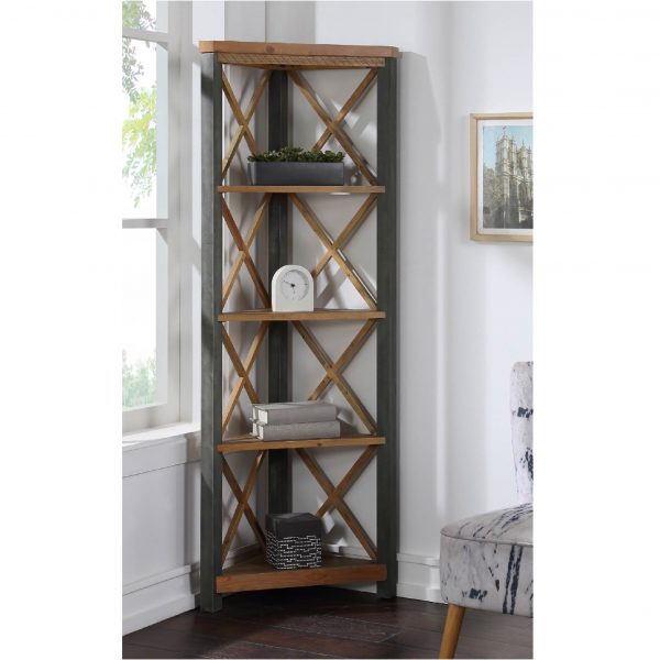 Urban Elegance Reclaimed Wood Large Corner Bookcase, MySmallSpace UK