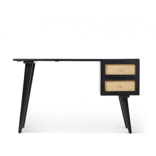 Venti Scandi Mango Wood &#038; Cane Home Office Desk / Dressing Table, MySmallSpace UK