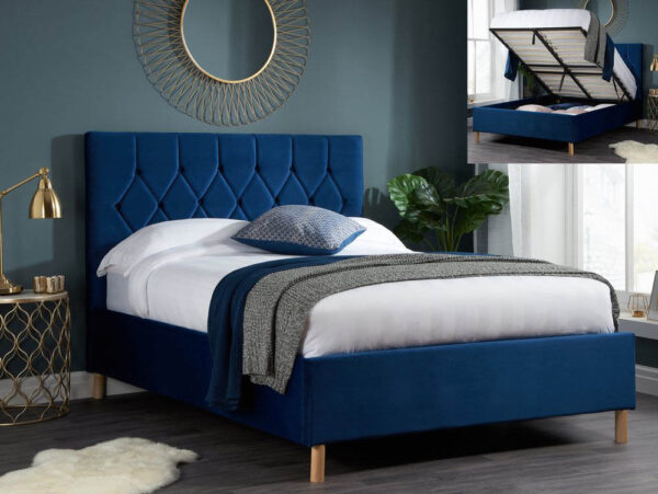 Birlea Loxley 4ft6 Double Midnight Blue Fabric Ottoman Bed Frame