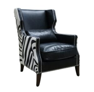 lowry_zebra_original_wing_chair_vintage_black_distressed_real_leather