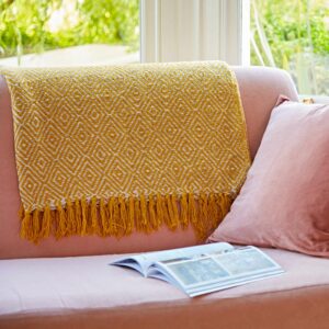 ATDM-Mustard-Recycled-Cotton-Woven-Diamond-Throw-LR-1