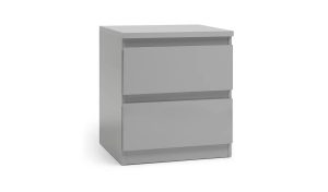 Habitat Jenson 2 Drawer Bedside Table - Grey Gloss Save up to 1/3, MySmallSpace UK