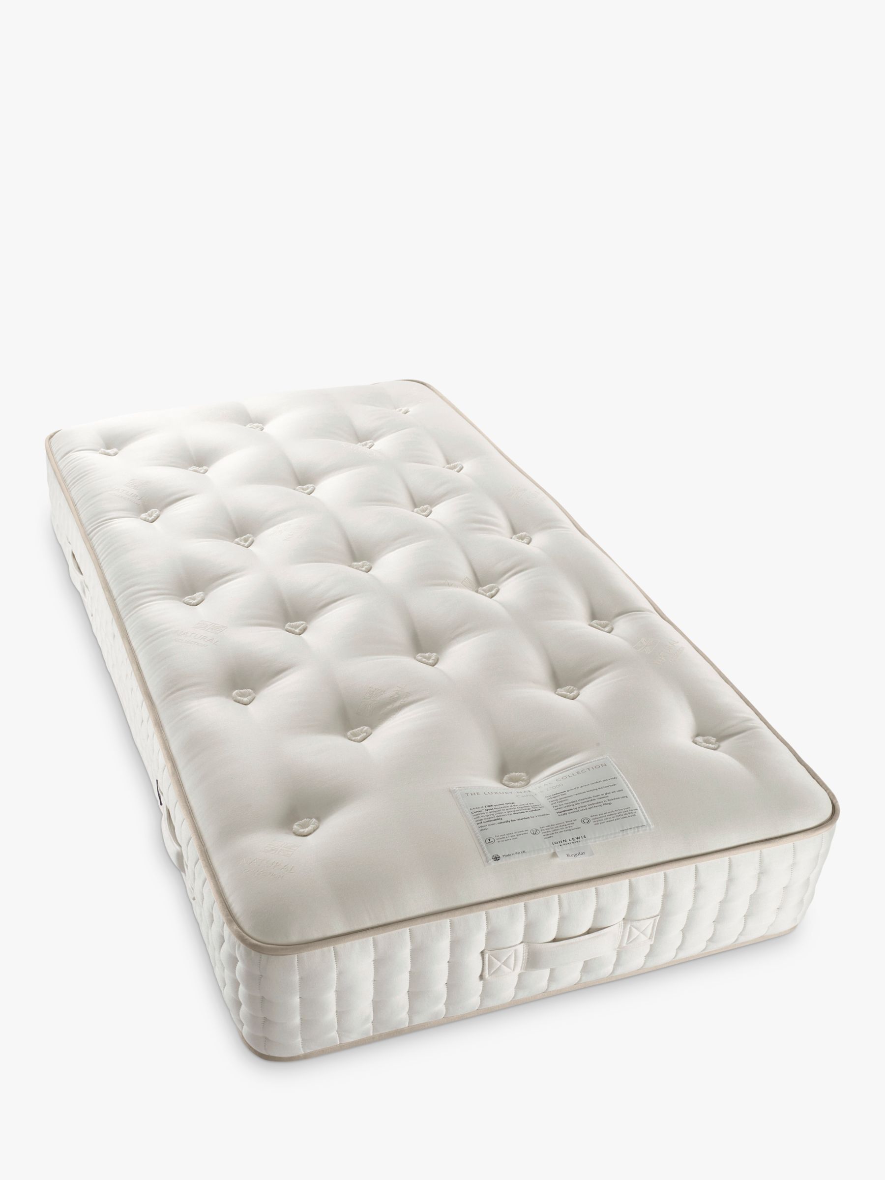 John Lewis Luxury Natural Collection Cashmere 27000, Single, Firmer