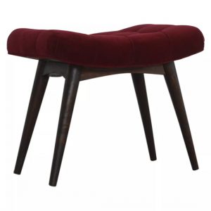 aqua-velvet-curved-hallway-bench-wine-red-walnut