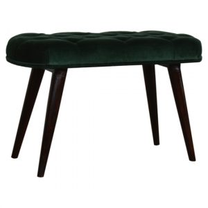 aqua-velvet-deep-button-hallway-bench-emerald-green-walnut