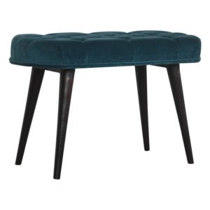 aqua-velvet-deep-button-hallway-bench-teal-walnut