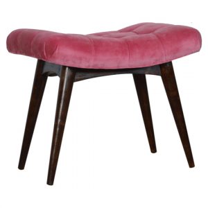 aqua-velvet-hallway-curved-bench-pink-walnut