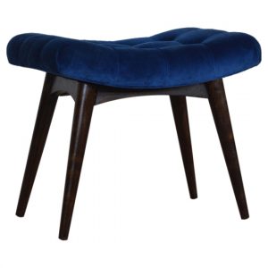 aqua-velvet-hallway-curved-bench-royal-blue-walnut