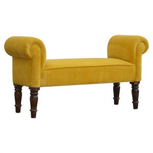 cassia-velvet-hallway-seating-bench-mustard