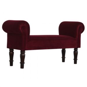 cassia-velvet-hallway-seating-bench-wine-red