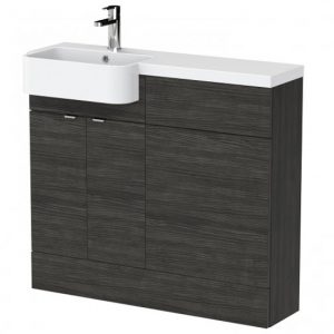 fuji-100cm-left-handed-vanity-round-basin-black