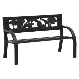 haimi-steel-children-garden-seating-bench-black