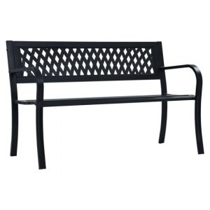 inaya-125cm-diamond-design-steel-garden-seating-bench-black