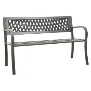inaya-125cm-diamond-design-steel-garden-seating-bench-grey