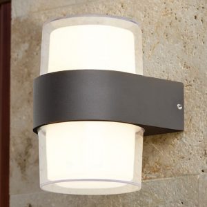 naos-round-led-outdoor-up-down-wall-light-black-clear-glass