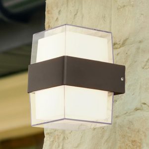 naos-square-led-outdoor-up-down-wall-light-black-clear-glass