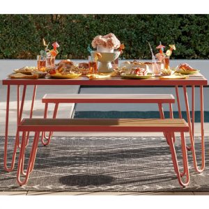 novogratz-paulette-dining-set-2-bench-red
