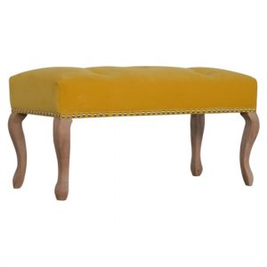rarer-velvet-french-style-hallway-bench-mustard-sunbleach